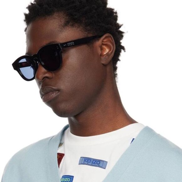 🕶️ New Kenzo KZ40163I 01A Sunglasses - Shiny Black Frame, Grey Lenses - Picture 3 of 10
